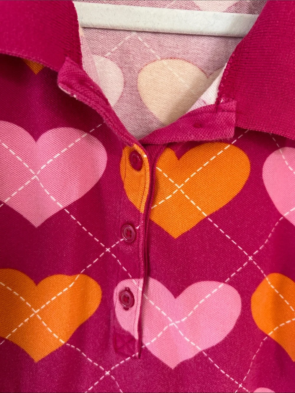 Old Navy Pink Polo Dress with Orange & Light Pink Hearts
